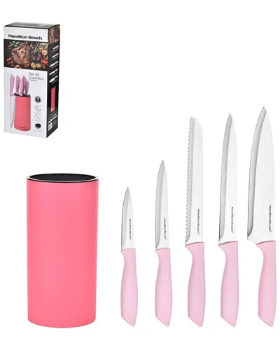 HAMILTON BEACH HAMILTON BEACH SET OF 6PC CUTLERY WITH PINK HANDLE