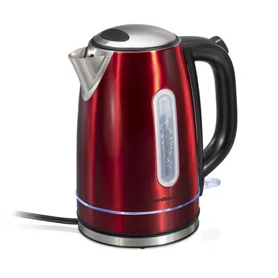 Hamilton Beach Stainless Steel Electric Kettle With Led Light Ring In Red