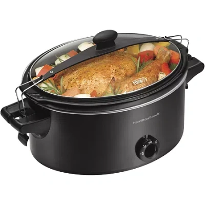 Hamilton Beach Stay Or Go 6-qt. Oval Slow Cooker In Black