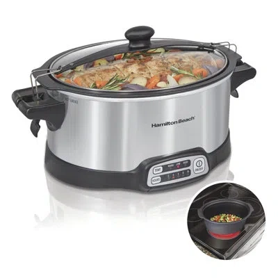 Hamilton Beach ® Stay Or Go® Stovetop Sear & Cook 6 Quart Slow Cooker In Silver