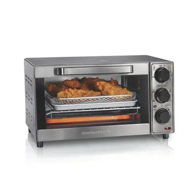 Hamilton Beach ® Sure-crisp Toaster Oven Air Fryer Combo, Fits 9 Pizza, 4 Slice Capacity, Powerful Circulation, Au In Silver