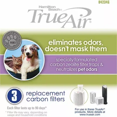 Hamilton Beach True Air Replacement Carbon Filter 3 Pack In Transparent
