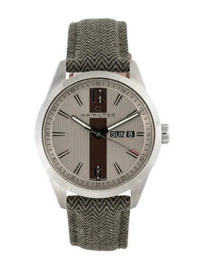 Pre-owned Hamilton Broadway Day Date Quartz Watch In Multicolor
