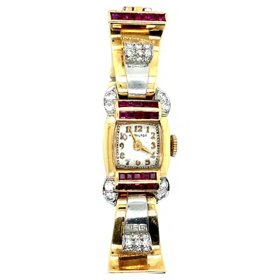 Pre-owned Hamilton Diamond Gold Watch In Multi