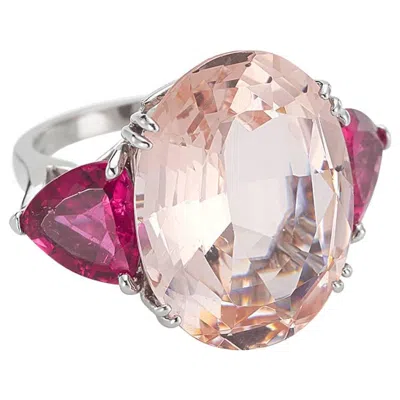 Pre-owned Hamilton Distinctive Morganite Tourmaline Gold Ring In Multi