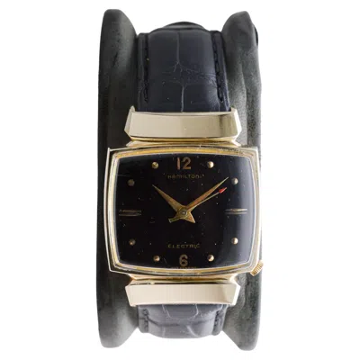 Pre-owned Hamilton Gold Filled 1950's Battery Watch Original Black Dial And Original Strap