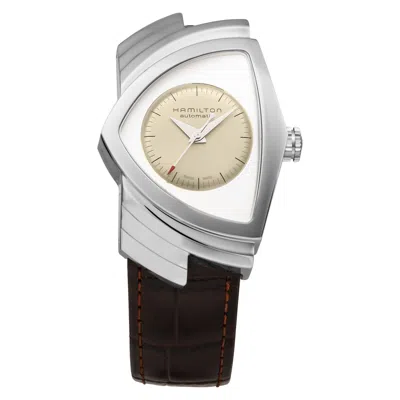 Pre-owned Hamilton H24515521 Ventura Silver Automatic Leather