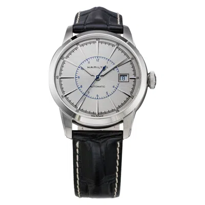 Pre-owned Hamilton H40555781 American Classic Rail Road Gray Automatic Leather