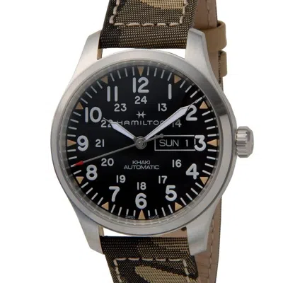 Pre-owned Hamilton H70535031 Kahki Field Black Automatic Fabric