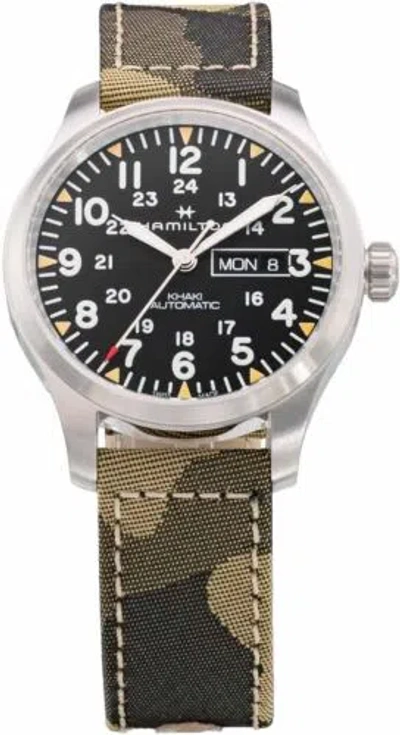 Pre-owned Hamilton H70535031 Kahki Field Black Automatic Fabric Day-date 42mm Camouflage