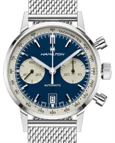Pre-owned Hamilton Intra-matic 68 Automatic Chronograph Blue Dial H38416141 40mm