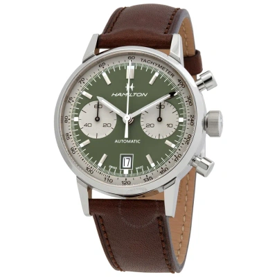 Hamilton Intra-matic Chronograph Automatic Green Dial Men's Watch H38416560 In Brown
