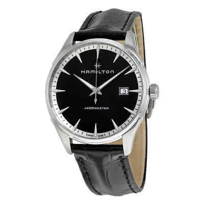 Pre-owned Hamilton Jazzmaster Black Dial Men's Leather Watch H32451731