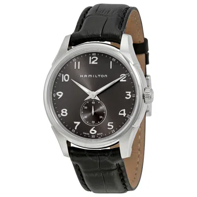 Hamilton Jazzmaster Grey Dial Black Leather Men's Watch H38411783 In Black / Grey