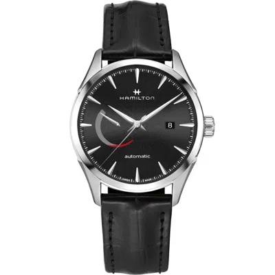 Pre-owned Hamilton Jazzmaster Men's Black Watch With Leather Band H32635731