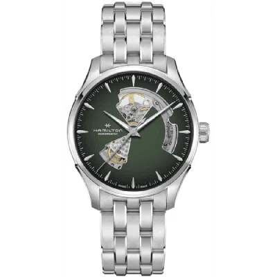 Hamilton Men's Automatic Jazzmaster Open Heart Smoked Green Stainless Steel Bracelet Watch 40mm