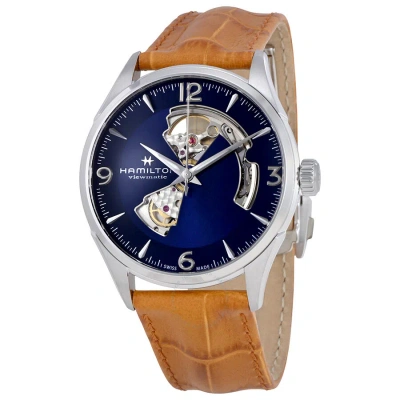 Hamilton Jazzmaster Open Heart Automatic Men's Leather Watch H32705541 In Brown
