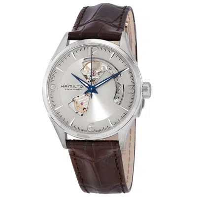 Hamilton Jazzmaster Open Heart Automatic Silver Dial Men's Watch H32705521 In Blue / Brown / Silver