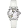 Hamilton Women's Swiss Automatic Jazzmaster Open Heart White Leather Strap Watch 36mm In White/silver