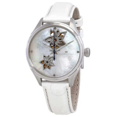 Hamilton Jazzmaster Open Heart Mother Of Pearl Dial Ladies Watch H32115892 In Mop / Mother Of Pearl / White