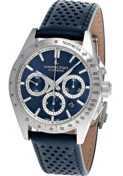 Pre-owned Hamilton Jazzmaster Performer 42mm Auto Chrono Blue Dial Men's Watch H36616640