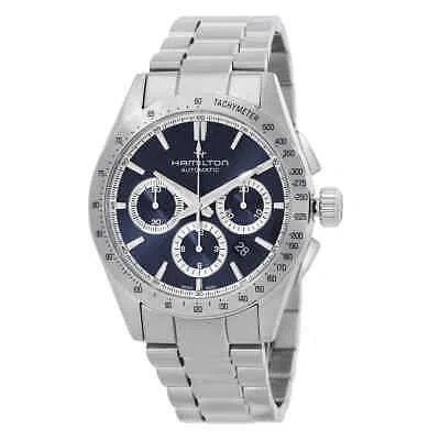 Pre-owned Hamilton Jazzmaster Performer Autochrono Blue Dial Watch H36616140
