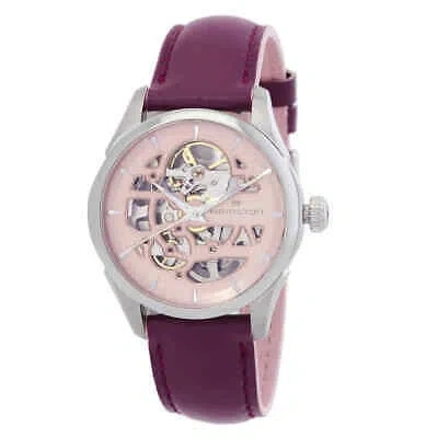 Pre-owned Hamilton Jazzmaster Skeleton Automatic Pink Dial Ladies Watch H32265870