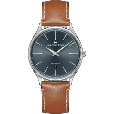Hamilton Jazzmaster Thinline Automatic Leather Strap Watch, 40mm In Brown
