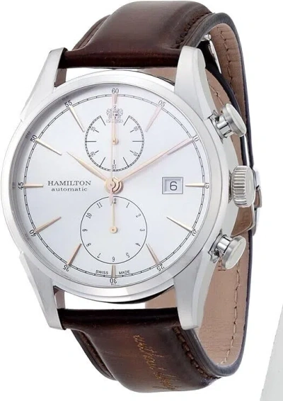 Pre-owned Hamilton Jazzmaster White Dial Ss Leather Chrono Automatic Men's Watch H32416581