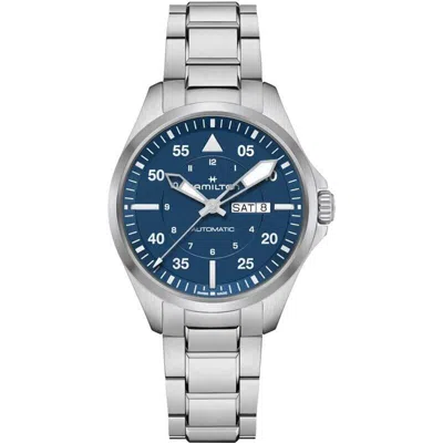 Pre-owned Hamilton Khaki Aviation 42mm Pilot Day Date Blue Dial Men's Watch H64635140