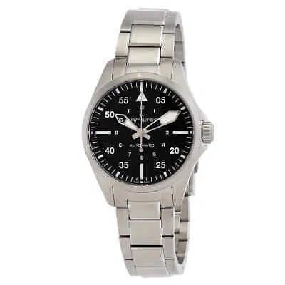 Pre-owned Hamilton Khaki Aviation Automatic Black Dial Ladies Watch H76215130