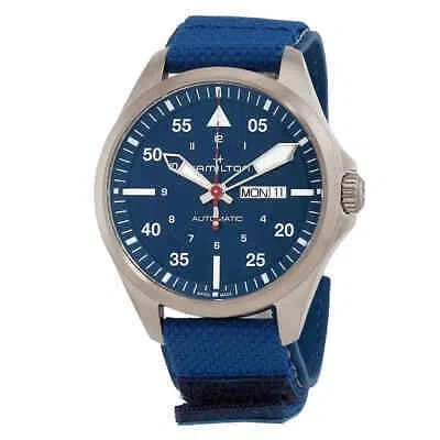 Pre-owned Hamilton Khaki Aviation Automatic Blue Dial Men's Watch H64655941