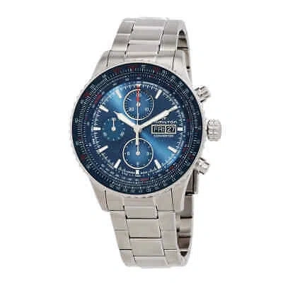 Pre-owned Hamilton Khaki Aviation Chronograph Automatic Blue Dial Watch H76746140
