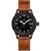 Hamilton Men's Swiss Automatic Khaki Aviation Converter Brown Leather Strap Watch 42mm In Black