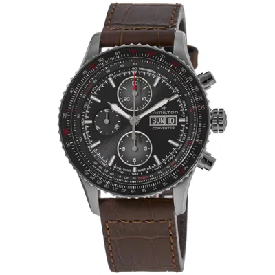 Hamilton Khaki Aviation Converter Auto Chrono Black Dial Brown Leather Strap Men's Watch H76726530