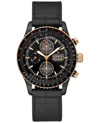 Pre-owned Hamilton Khaki Aviation Converter Auto Chrono Black Men's Watch H76736730