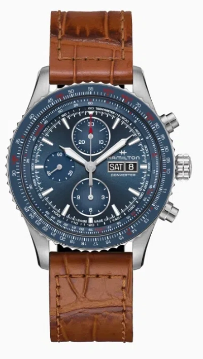 Pre-owned Hamilton Khaki Aviation Converter Auto Chrono Blue Dial Men's Watch H76746540