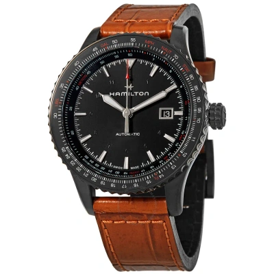 Hamilton Khaki Aviation Converter Automatic Black Dial Men's Watch H76625530 In Black / Brown / Khaki