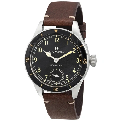 Hamilton Khaki Aviation Hand Wind Black Dial Men's Watch H76719530 In Metallic