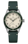 Hamilton Khaki Aviation Leather Strap Watch, 38mm In Green