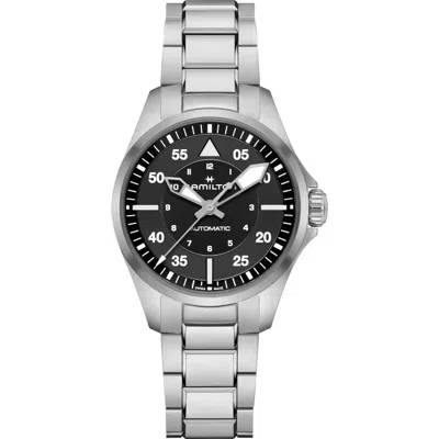 Pre-owned Hamilton Khaki Aviation Pilot Auto 36mm Black Dial Watch H76215130