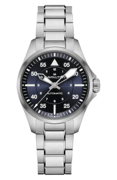 Hamilton Khaki Aviation Pilot Automatic Bracelet Watch, 36mm In Blue