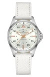Hamilton Khaki Aviation Pilot Automatic Leather Strap Watch, 36mm In Silver