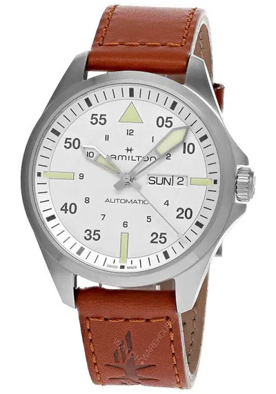 Pre-owned Hamilton Khaki Aviation Pilot Day Date Auto Silver Dial Men's Watch H64635550