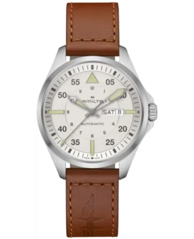 Pre-owned Hamilton Khaki Aviation Pilot Day Date Auto Silver Men's Watch H64635550