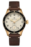 Hamilton Khaki Aviation Pilot Pioneer Bronze Leather Strap Watch, 43mm In Gold