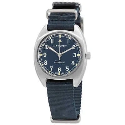 Pre-owned Hamilton Khaki Aviation Pilot Pioneer Hand Wind Blue Dial Men's Watch H76419941