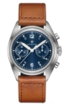 Hamilton Khaki Aviation Pilot Pioneer Leather Strap Watch, 40mm In Multi