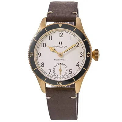 Hamilton Khaki Aviation Pilot Pioneer Bronze Leather Strap Watch, 43mm In Gold