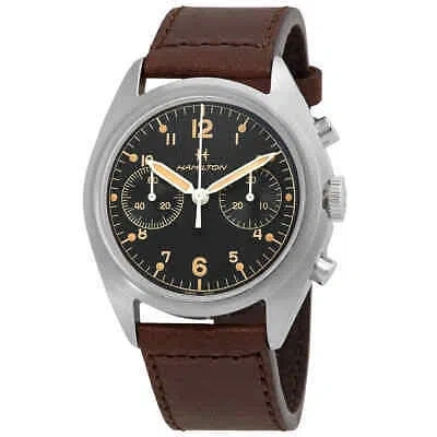 Pre-owned Hamilton Khaki Aviation Pioneer Chronograph Hand Wind Black Dial Men's Watch